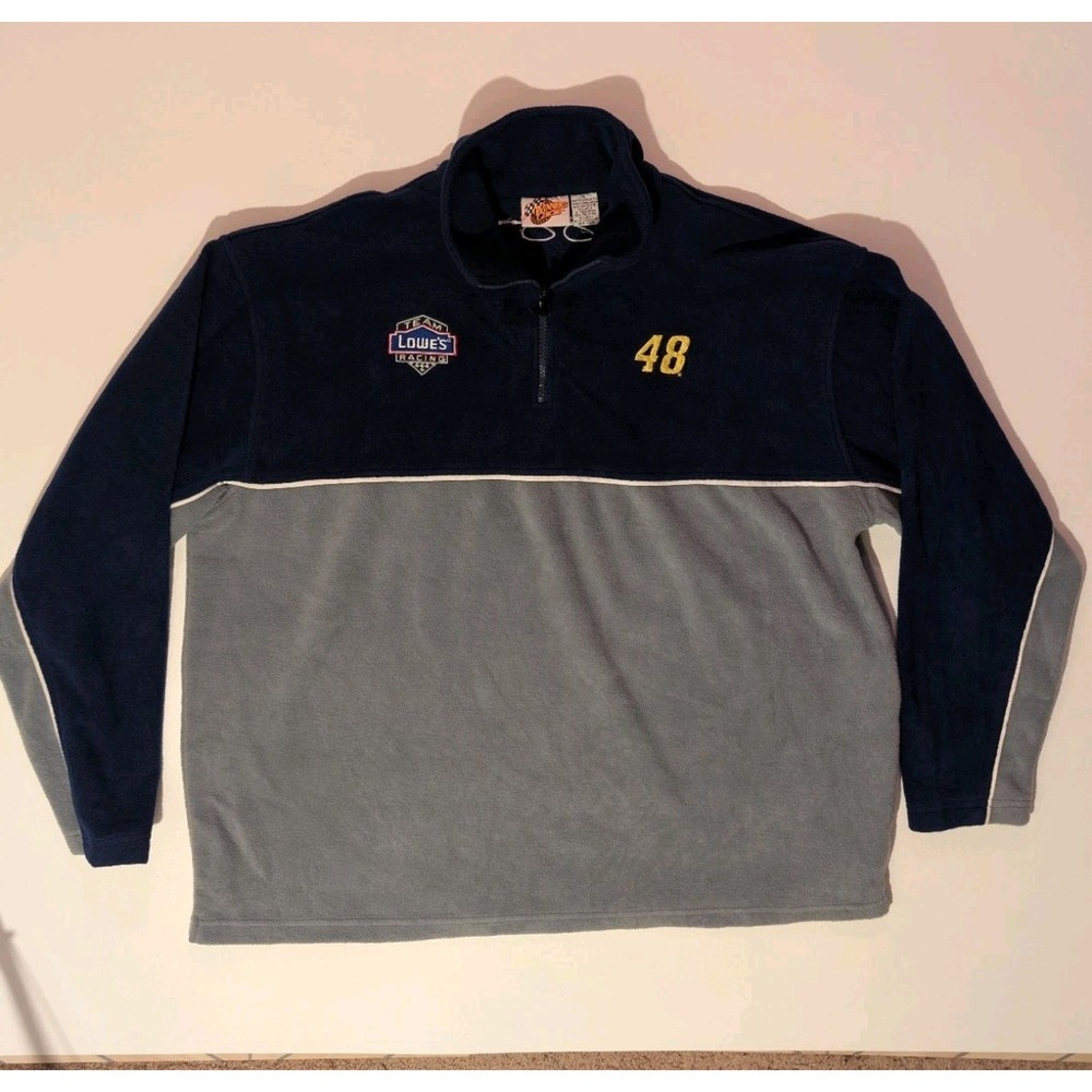 Jimmy Johnson Winners Circle 1/4 zip Fleece Jacket navy blue and gray XL 🏁